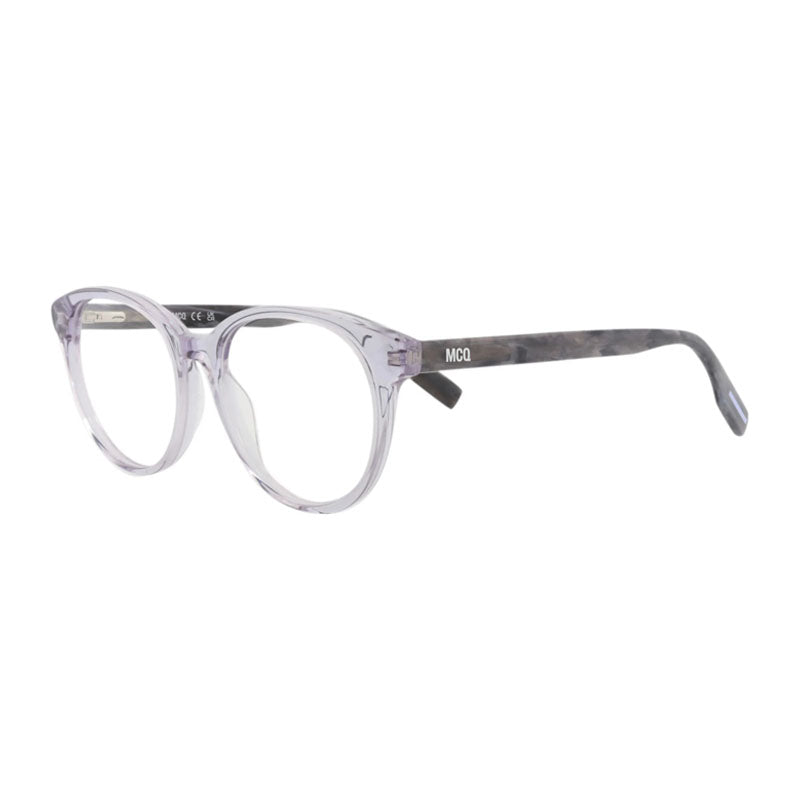 Mcqueen Eyeglasses Square Full Rim, Transparent Grey Frame and Clear Demo Lenses Lens MQ0308O007