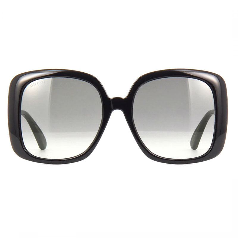 Gucci Sunglasses Square Full Rim, Black with Green and Red Stripe Frame and Grey Gradient Lens GG0714SA001