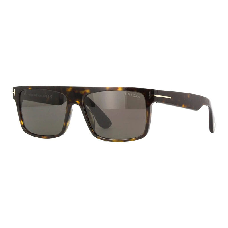 Tom Ford Sunglasses Square Full Rim, Dark Havana Frame and Smoke Lens FT099952A