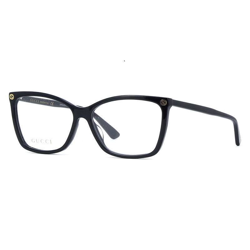 Gucci Eyeglasses Cat Eye Full Rim, Black Frame and Clear Demo Lenses Lens GG0025O001