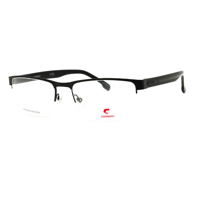 Carrera Eyeglasses Rectangle Semi Rim, Matte Black Frame and Clear Demo Lenses Lens CARRERA8888000300