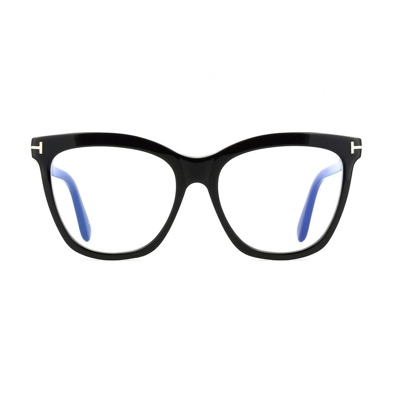 Tom Ford Eyeglasses Butterfly Full Rim, Shiny Black Frame and Clear/Blue Light Block Lenses Lens FT6042-B001