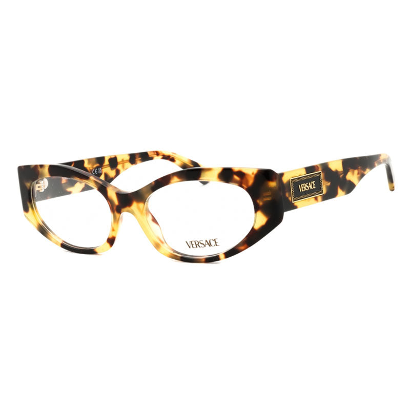 Versace Eyeglasses Oval Full Rim, Havana Frame and Clear Demo Lenses Lens VE3369777