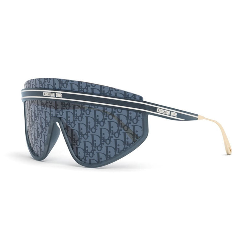 Dior Sunglasses Shield Full Rim, Matte Navy Blue Frame and Silver Mirrored with Blue Dior Oblique Lens DIORCLUBM2U31B8