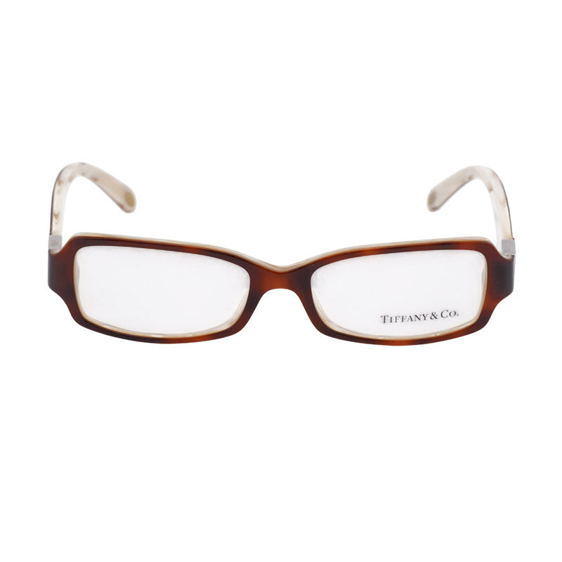Tiffany & Co. Eyeglasses Rectangle Full Rim, Havana Frame and Clear Demo Lenses Lens TF2032-B8051