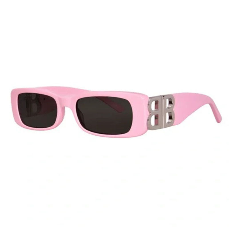 Balenciaga Sunglasses Rectangle Full Rim, Pink Frame and Grey Lens BB0096S012