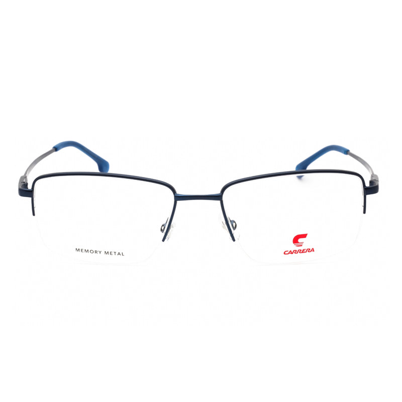Carrera Eyeglasses Rectangle Semi Rim, Matte Blue Frame and Clear Demo Lenses Lens CARRERA88950FLL00