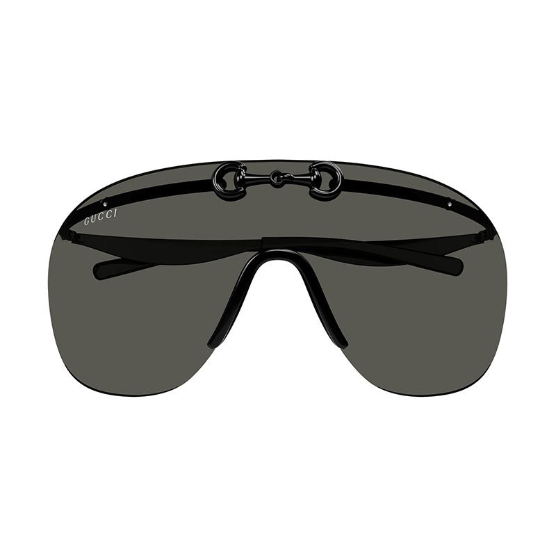 Gucci Sunglasses Shield Rimless, Black Frame and Grey Lens GG1656S001