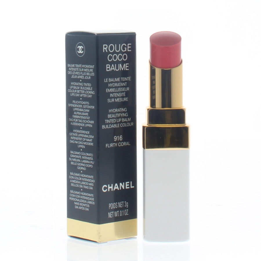 Chanel Ladies Rouge Coco Baume Hydrating Beautifying Tinted Lip Balm #916 Flirty Coral 0.1Oz