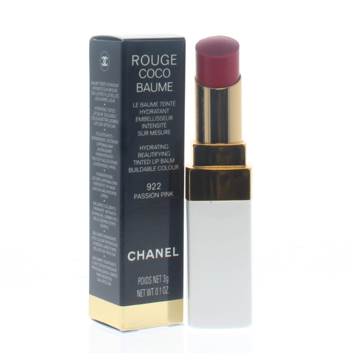 Chanel Ladies Rouge Coco Baume Hydrating Beautifying Tinted Lip Balm #922 Passion Pink 0.1Oz