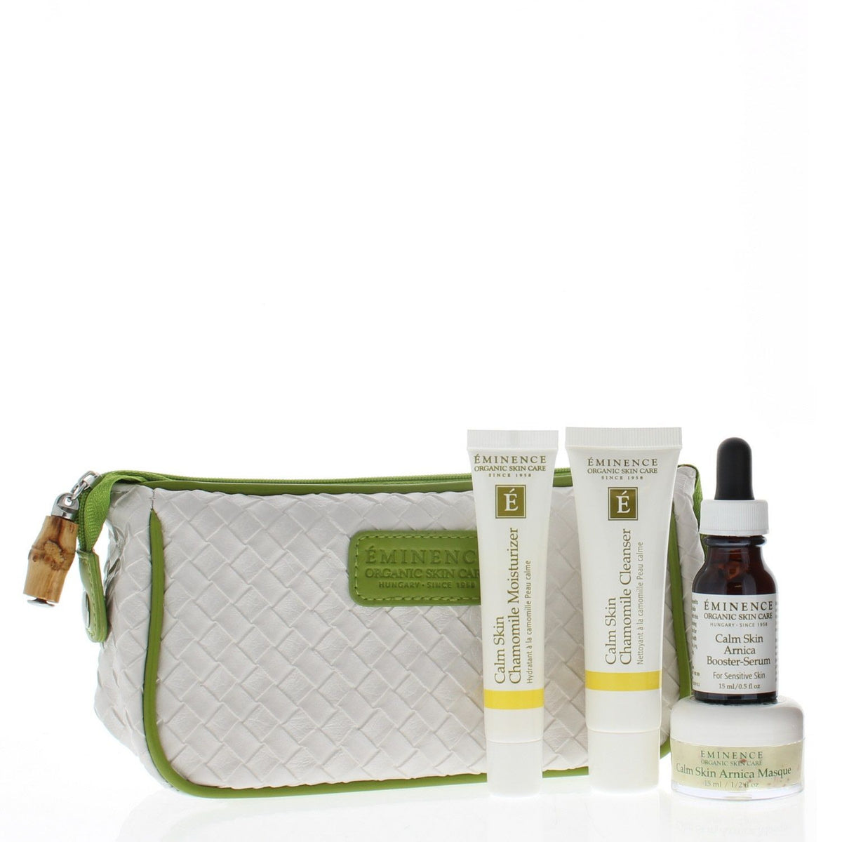 Eminence Calm Skin Starter Set (Chamomile Cleanser 1Oz/30Ml, Arnica Masque 0.5Oz/15Ml, Arnica Booster-Serum 0.5Oz/15Ml, Chamomile Moisturizer 0.5Oz/15Ml)