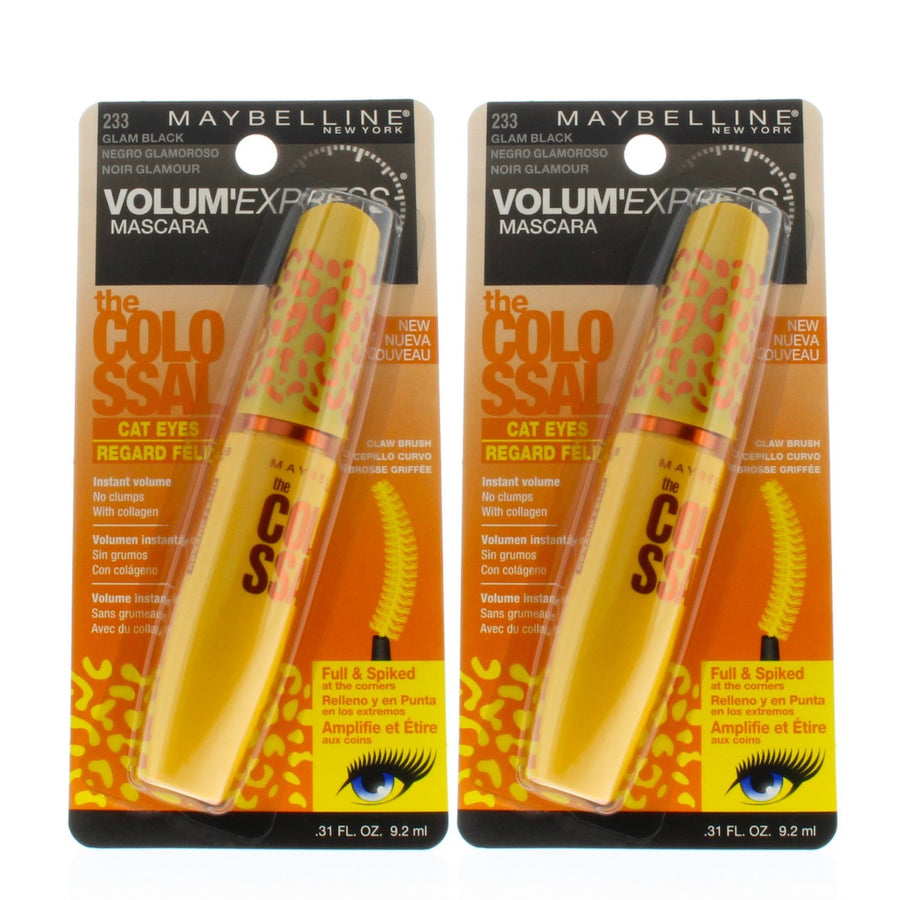 Maybelline Volum'Express The Colossal Cat Eyes Washable Mascara 233 Glam Black 0.31Oz/9.2Ml (2 Pack)