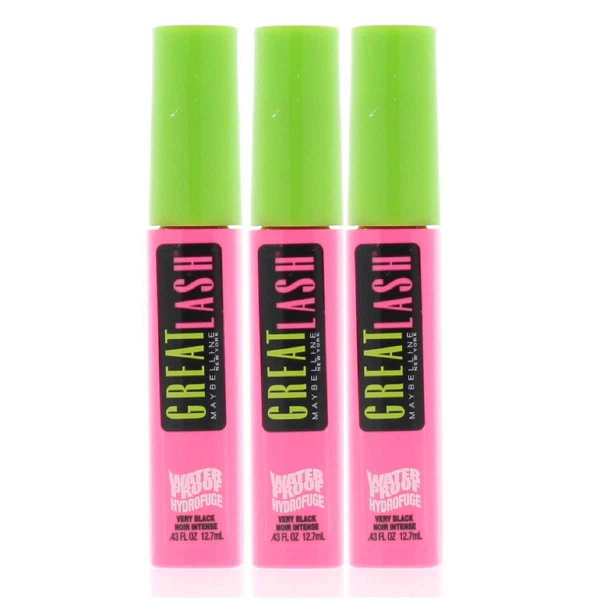 Maybelline Great Lash Mascara 111 Very Black Waterproof 0.43Oz/12.7Ml (3 Pack)