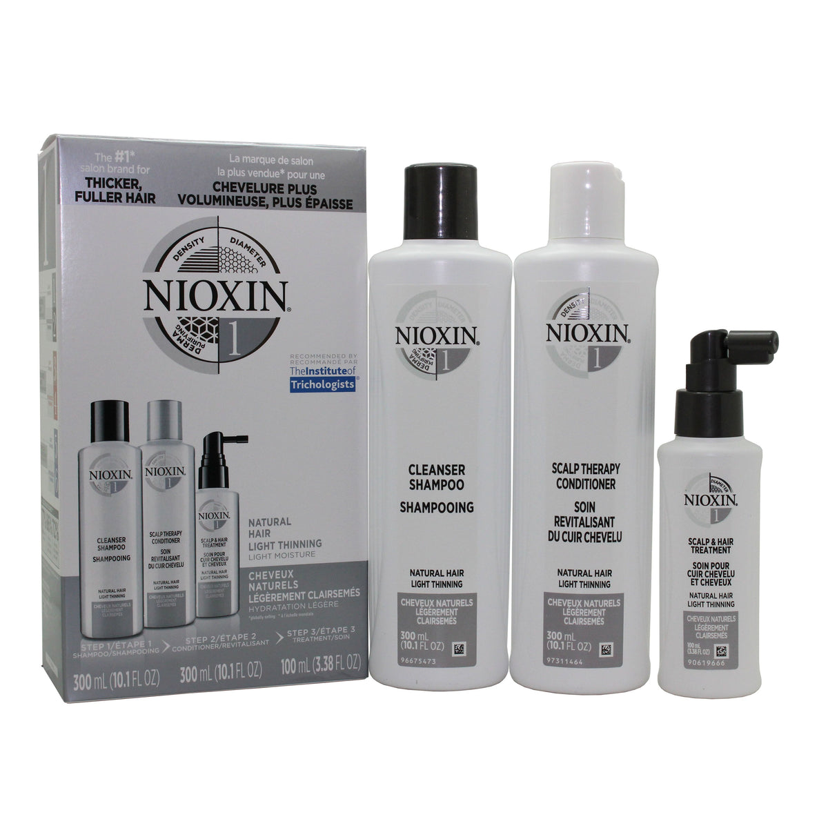 Nioxin System 1 Starter Kit-Cleanser 10Oz , Therapy 10Oz And Treatment 3.3Oz (3Pc Set)-#100986