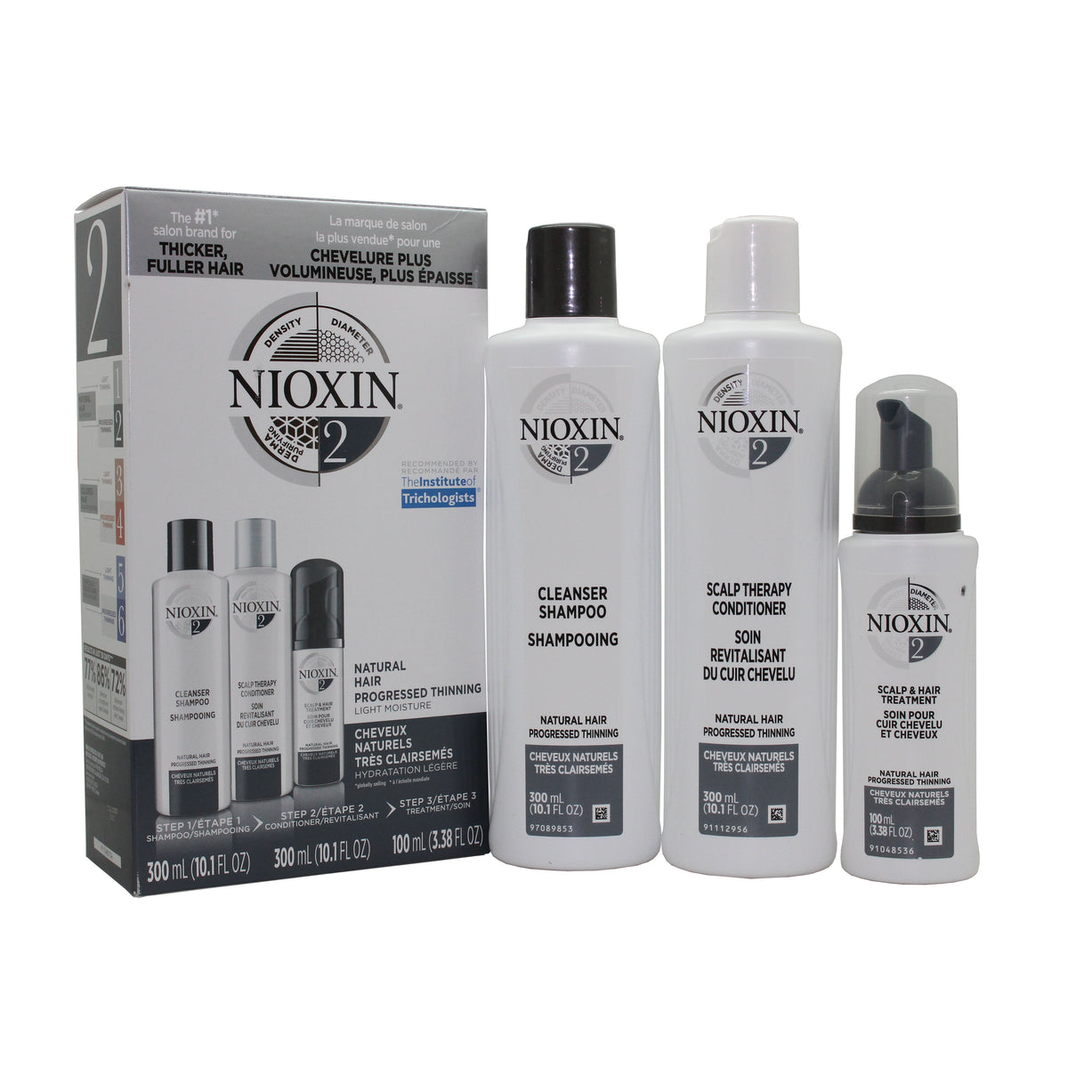 Nioxin System 2 Starter Kit-Cleanser 10Oz , Therapy 10Oz And Treatment 3.3Oz (3Pc Set)-#101006