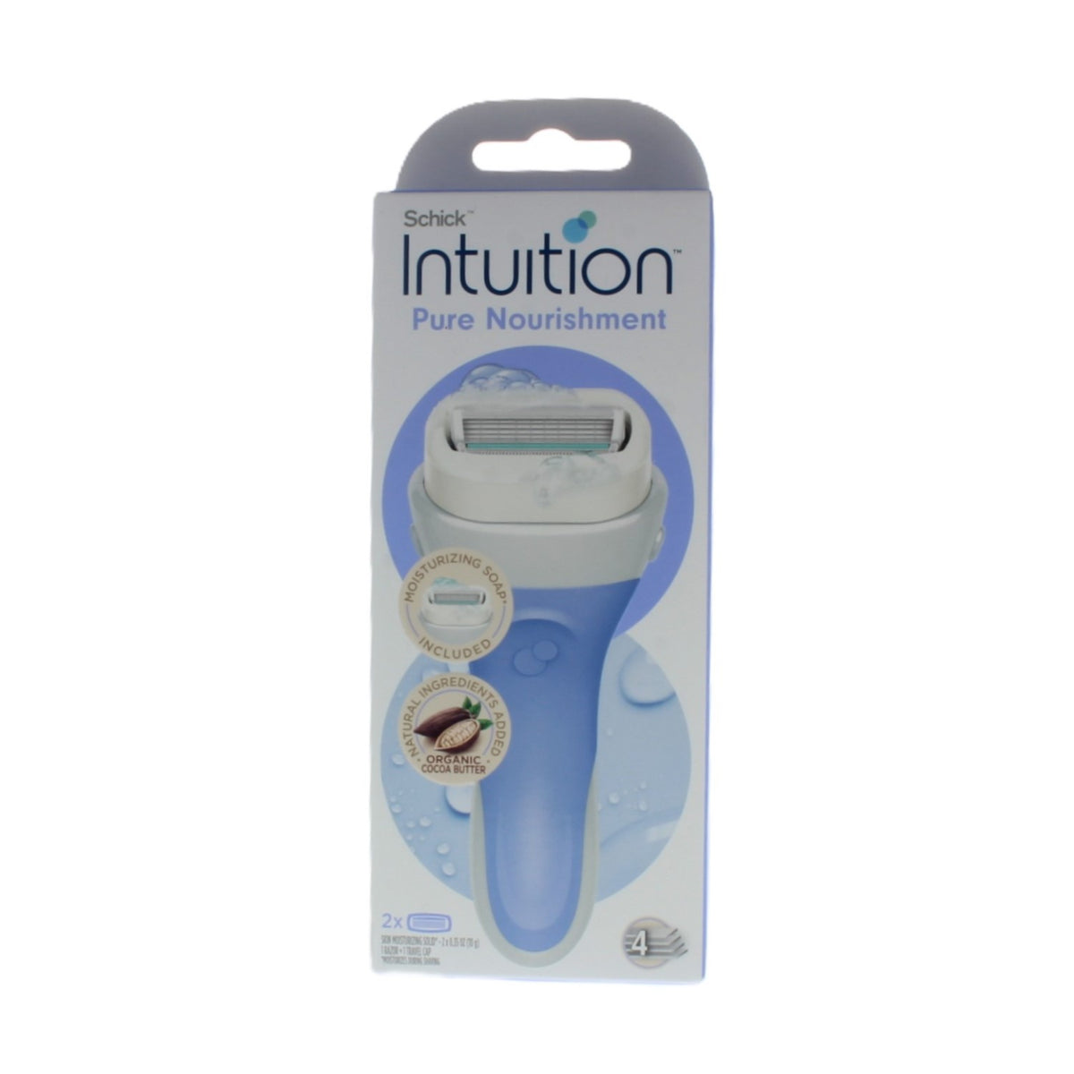 Schick Intuition Pure Nourishment Razor Handle With 2 Cartridges For Women
