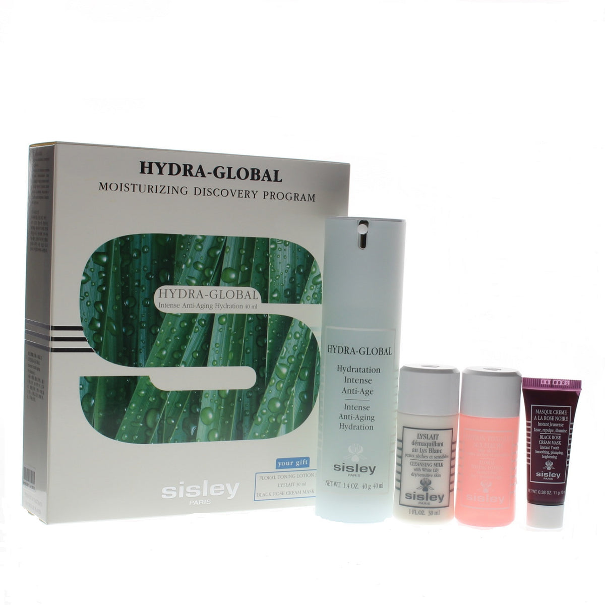 Sisley Kit Hydra -Global Moisturizing Discovery Program ( Intense Anti-Aging Hydration 40Ml, Floral Toning Lotion 30Ml, Cleansing Milk 30Ml, Black Rose Cream Mask 10Ml)