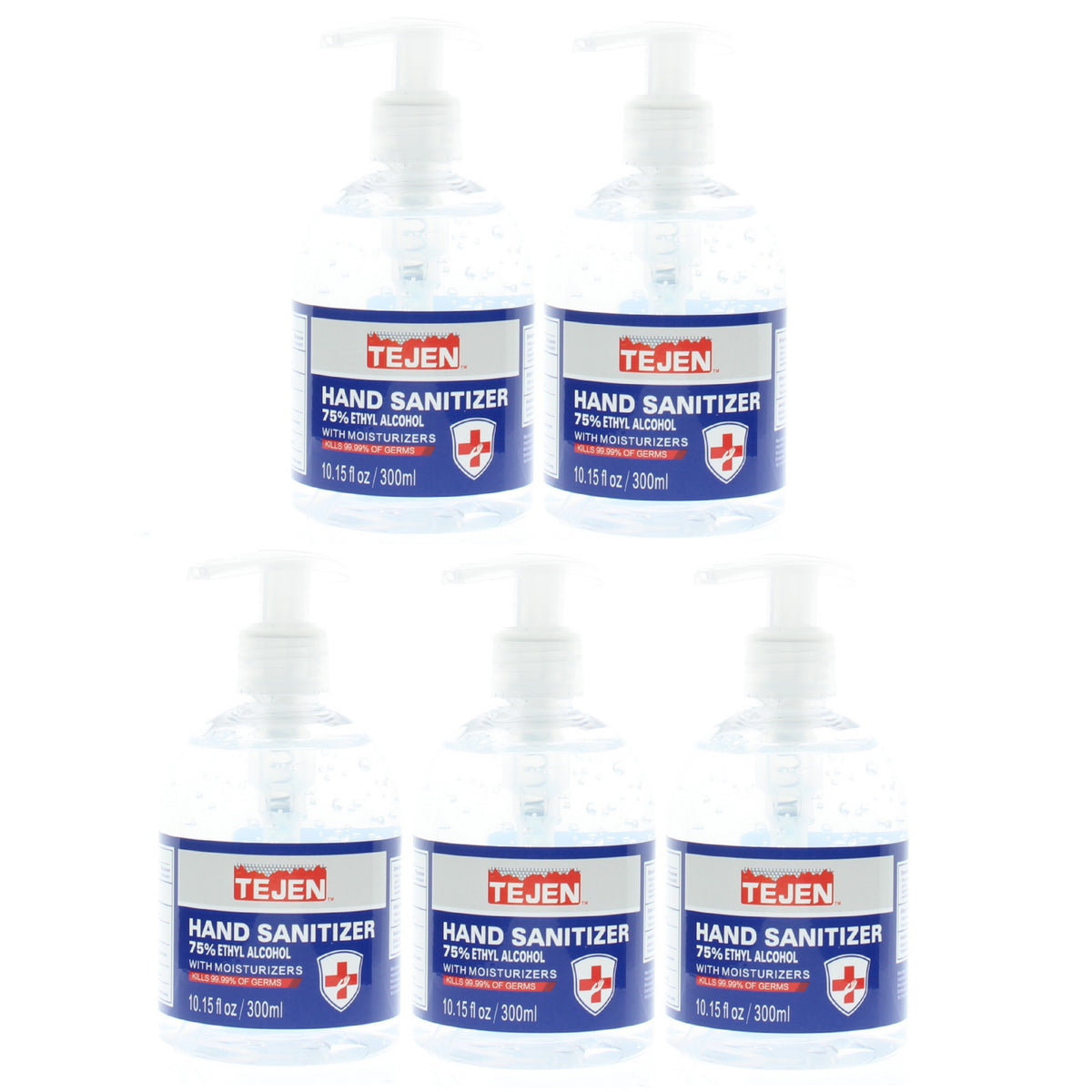 Tejan Tejen Hand Sanitizer 75% Ethyl Alcohol 10.15Oz/300Ml With Pump (5 Pack)
