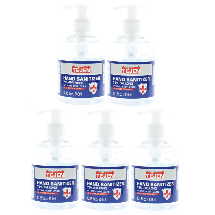 Tejan Tejen Hand Sanitizer 75% Ethyl Alcohol 10.15Oz/300Ml With Pump (5 Pack)