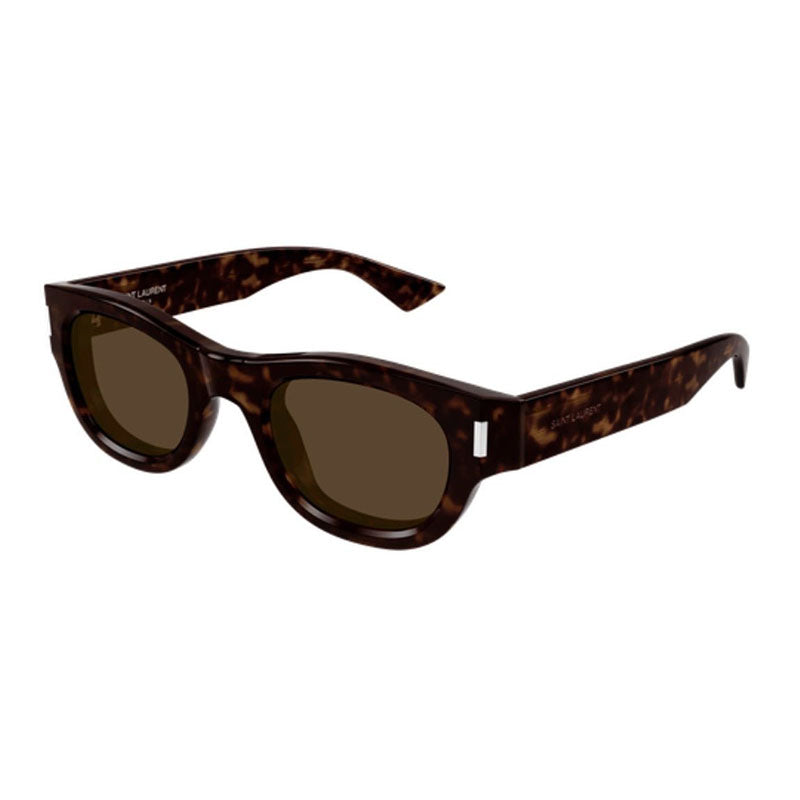 Saint Laurent Sunglasses Square Full Rim, Dark Havana Frame and Brown Lens SL761002