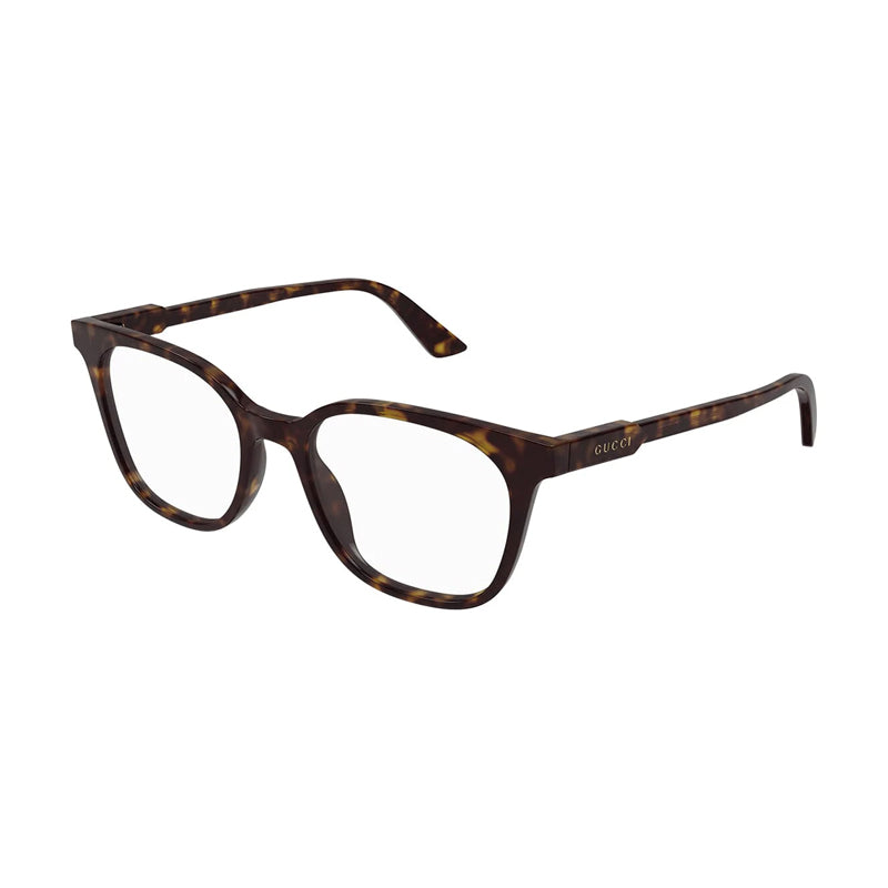 Gucci Eyeglasses Square Full Rim, Havana Frame and Clear Demo Lenses Lens GG1821O002