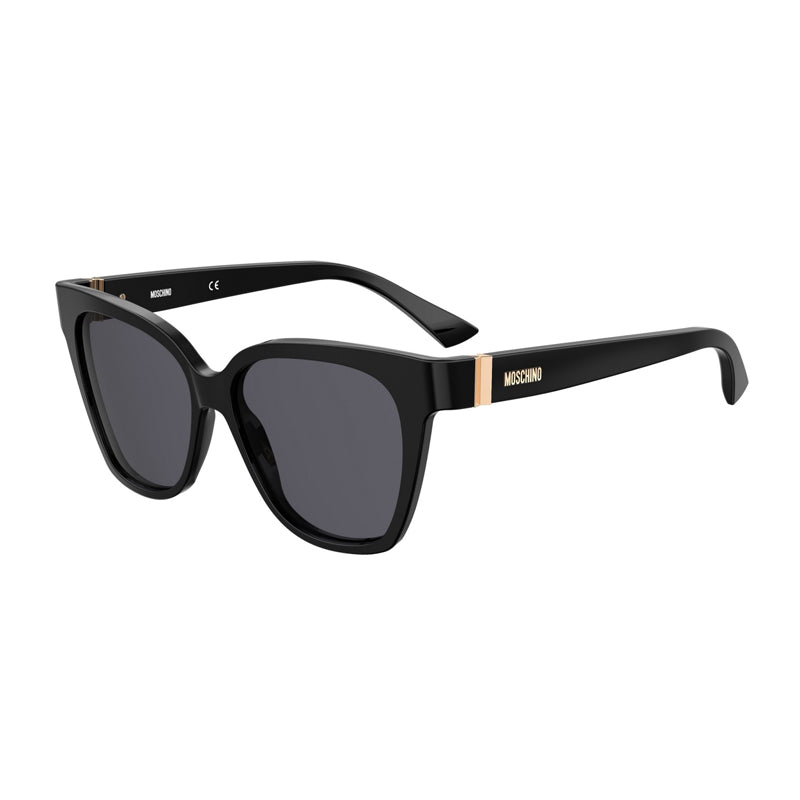 Moschino Sunglasses Rectangle Full Rim, Black Frame and Dark Grey Lens MOS066/S0807IR