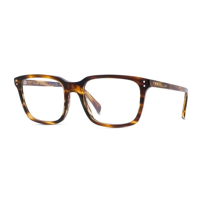 Celine Eyeglasses Square Full Rim, Flamed Havana Frame and Clear Demo Lenses Lens CL50081I056