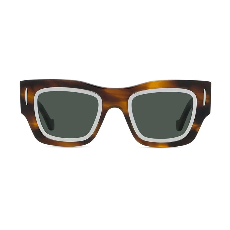 Loewe Sunglasses Square Full Rim, Havana Frame and Green Lens LW40168I52N
