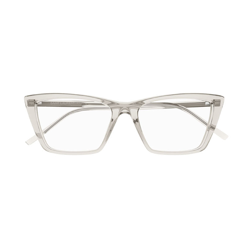 Saint Laurent Eyeglasses Cat Eye Full Rim, Transparent Beige Frame and Clear Anti-Reflective Lens SL737MICATHINOPT004