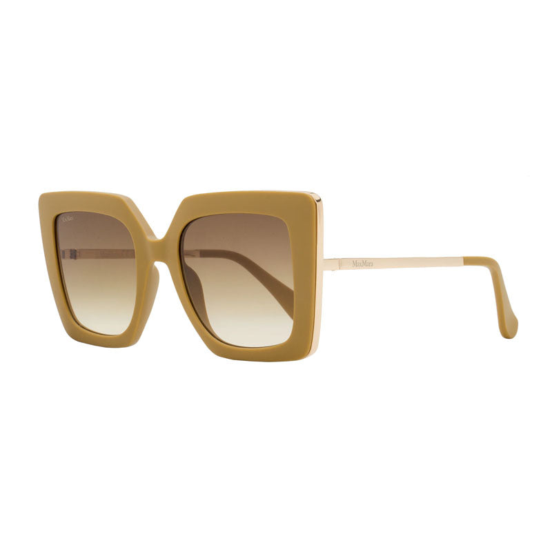 Max Mara Sunglasses Square Full Rim, Matte Light Brown/Shiny Rose Gold Frame and Brown Gradient Lens MM005173F