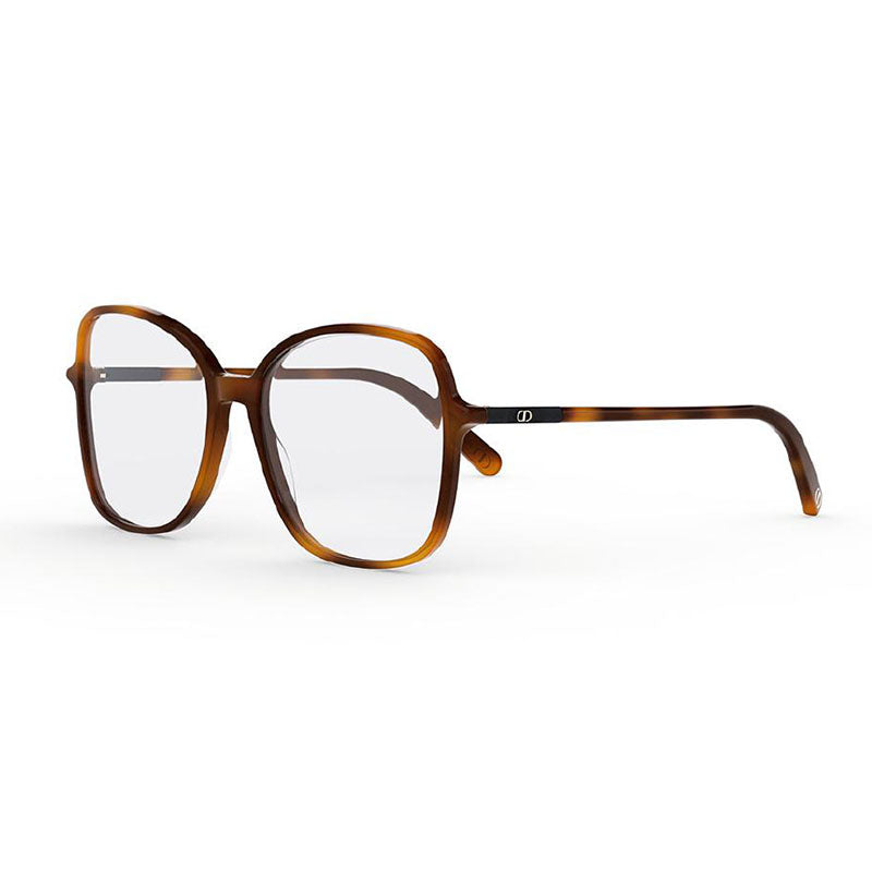 Dior Eyeglasses Butterfly Full Rim, Shiny Light Havana Frame and Clear Demo Lens Lens MINICDOB2I2600