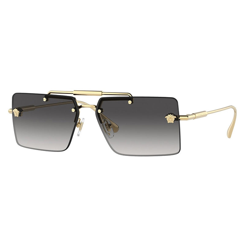 Versace Sunglasses Rectangle Rimless, Gold Frame and Grey Gradient Lens VE224510028G