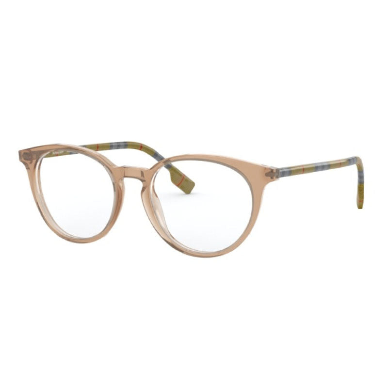 Burberry Eyeglasses Oval Full Rim, Transparent Brown Frame and Clear Demo Lenses Lens BE23183856