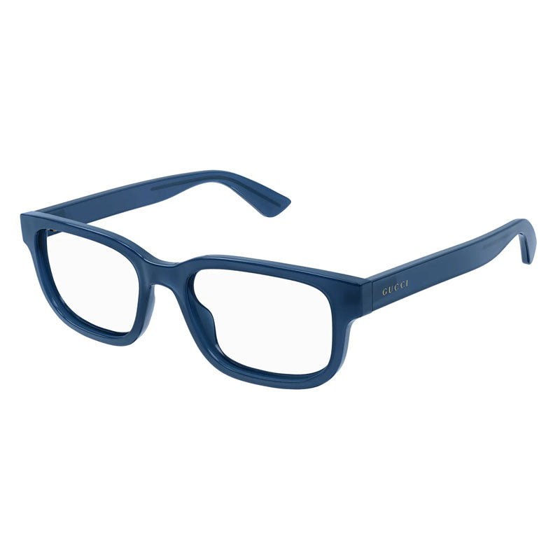 Gucci Eyeglasses Rectangle Full Rim, Blue Frame and Clear Demo Lenses Lens GG1584O003