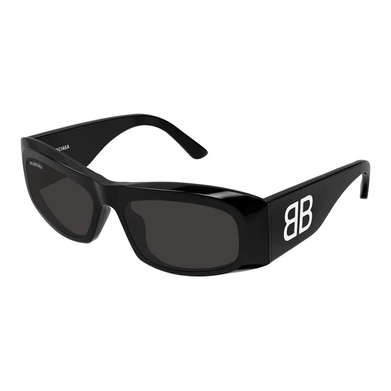 Balenciaga Sunglasses Rectangle Full Rim, Black Frame and Grey Lens BB0395S001