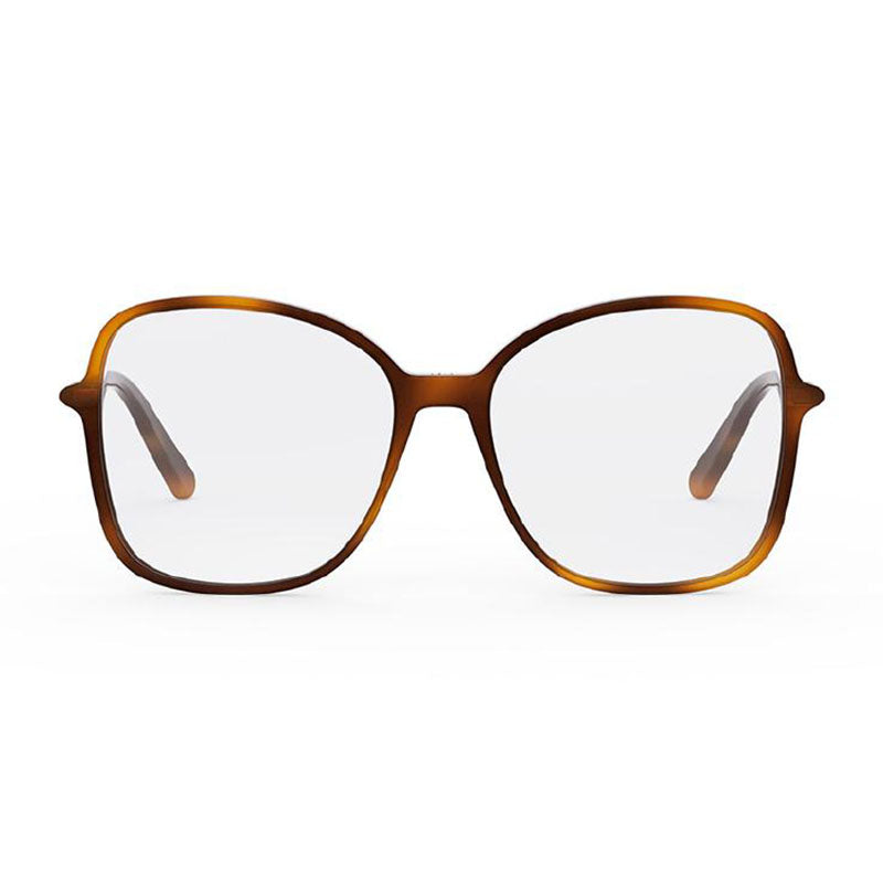 Dior Eyeglasses Butterfly Full Rim, Shiny Light Havana Frame and Clear Demo Lens Lens MINICDOB2I2600