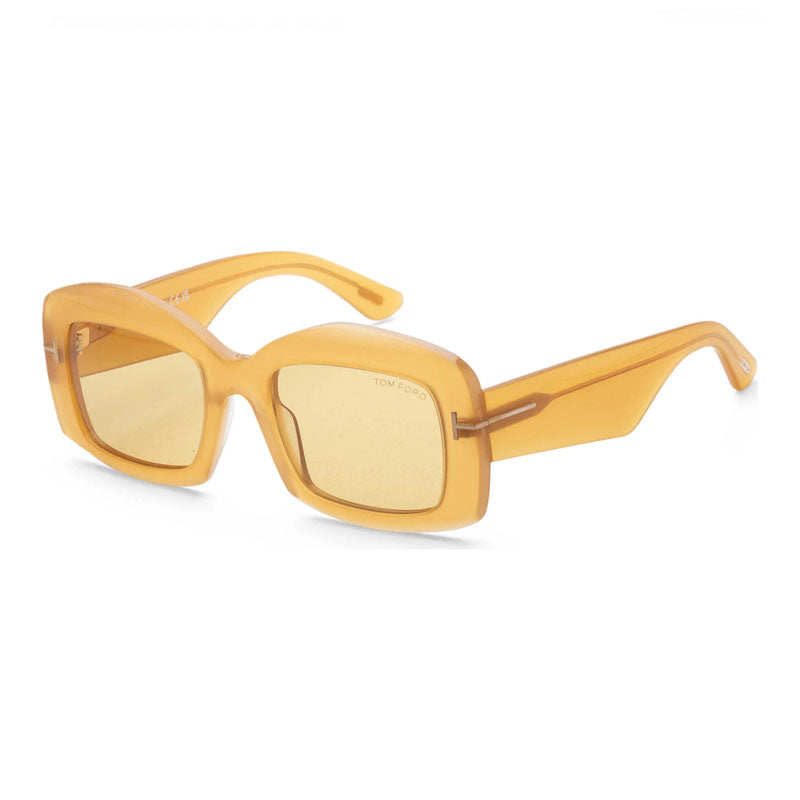 Tom Ford Sunglasses Rectangle Full Rim, Shiny Yellow Frame and Brown Lens FT121839E