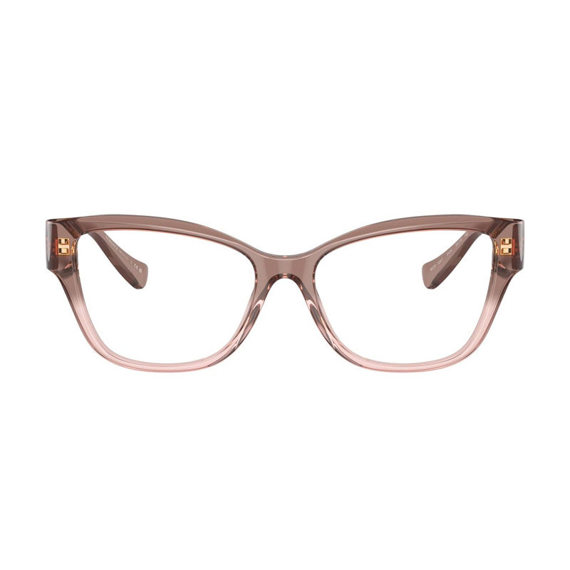 Versace Eyeglasses Rectangle Full Rim, Pink Transparent Frame and Clear Demo Lenses Lens VE33475435