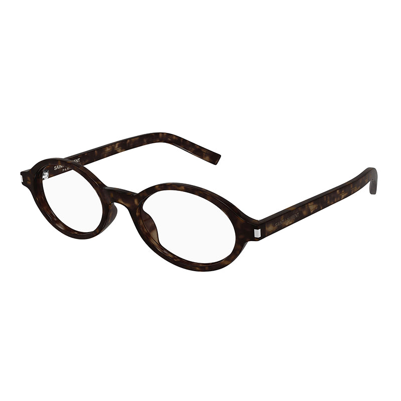 Saint Laurent Eyeglasses Oval Full Rim, Dark Havana Frame and Clear Blue Light Block Lens SL751JEANNEOPT002