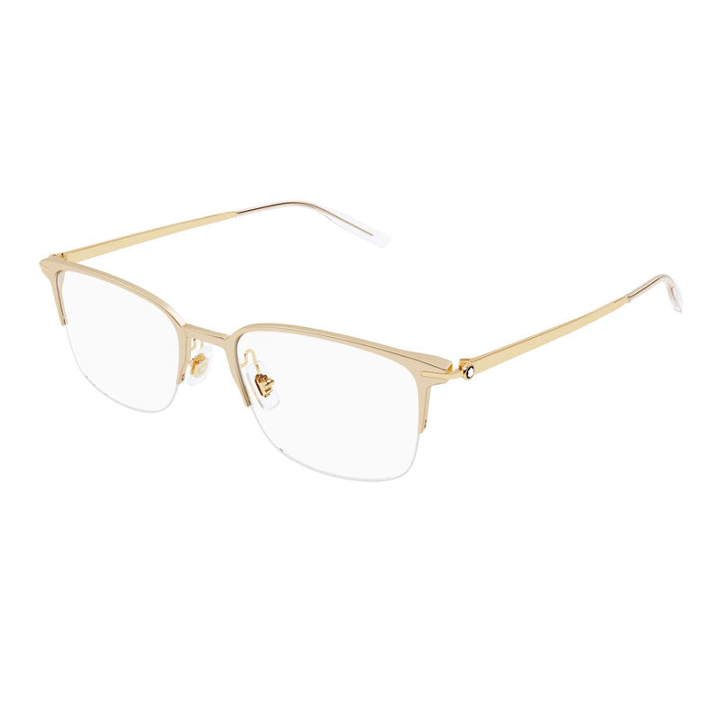 Montblanc Eyeglasses Rectangle Semi Rim, Gold Frame and Clear Demo Lenses Lens MB0234OK001