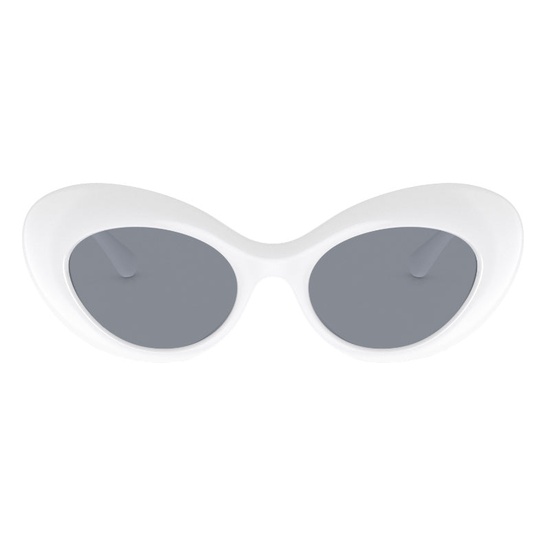 Versace Sunglasses Oval Full Rim, White Frame and Grey Lens VE4456U314/1