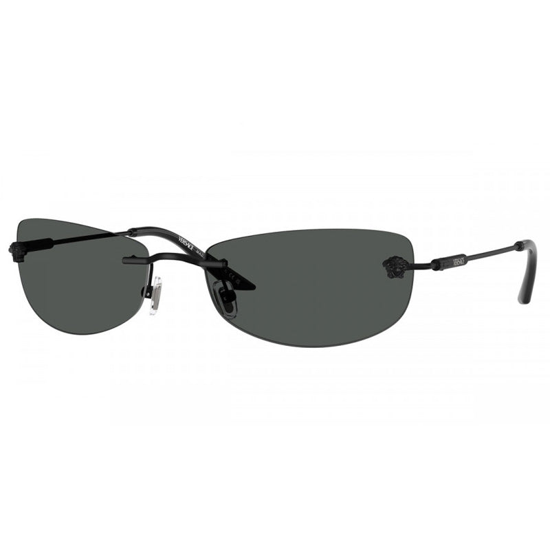 Versace Sunglasses Rectangle Rimless, Matte Black Frame and Dark Grey Lens VE2279143687