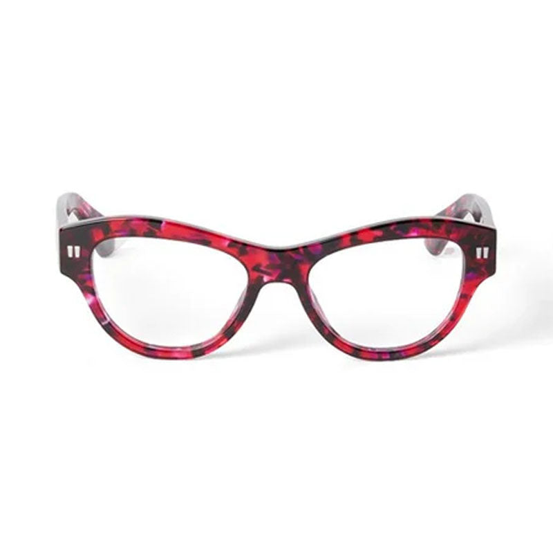 Off-White Eyeglasses Cat Eye Full Rim, Havana Red/Purple Frame and Clear Demo Lens Lens OERJ076STYLE762900