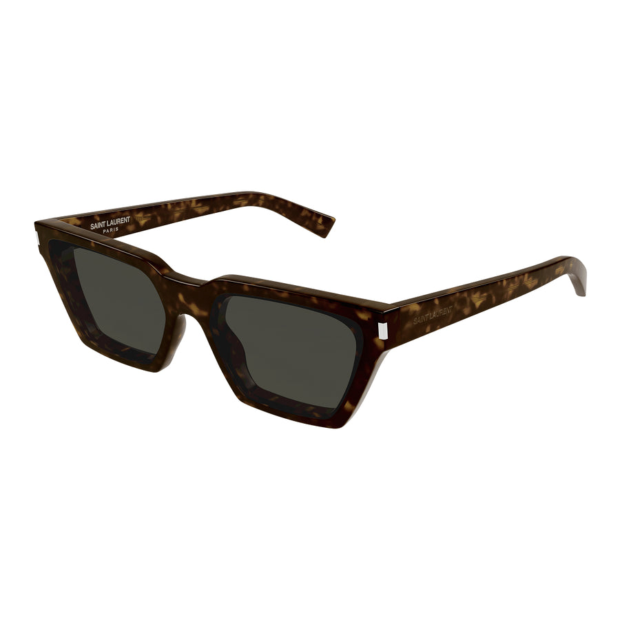 Saint Laurent Sunglasses Cat Eye Full Rim, Dark Havana Frame and Grey Lens SL633CALISTA002