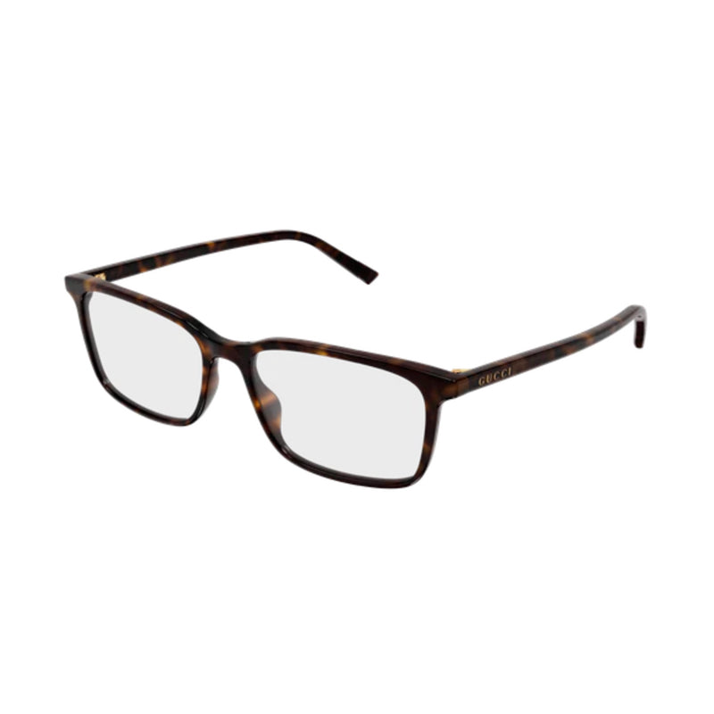 Gucci Eyeglasses Square Full Rim, Havana Frame and Clear Demo Lenses Lens GG1997O006