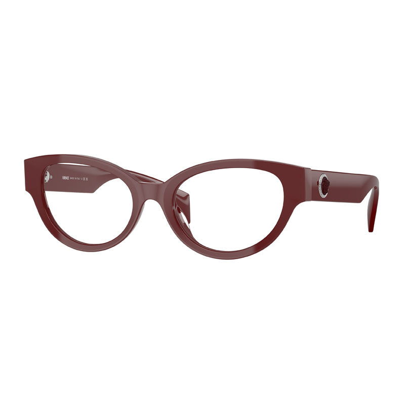 Versace Eyeglasses Cat Eye Full Rim, Bordeaux Frame and Clear Demo Lenses Lens VE3361U5487