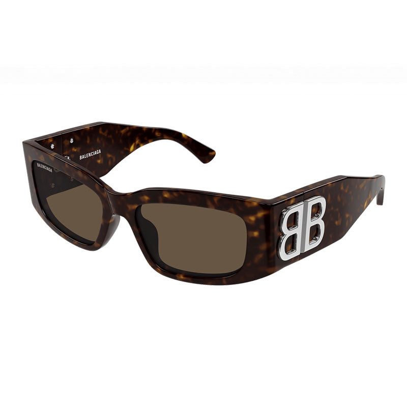 Balenciaga Sunglasses Rectangle Full Rim, Tortoise Frame and Brown Lens BB0360S002
