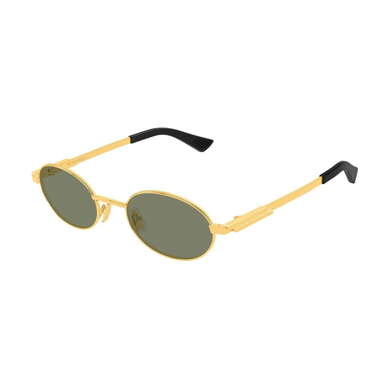Bottega Veneta Sunglasses Oval Full Rim, Gold Frame and Green Lens BV1470S004