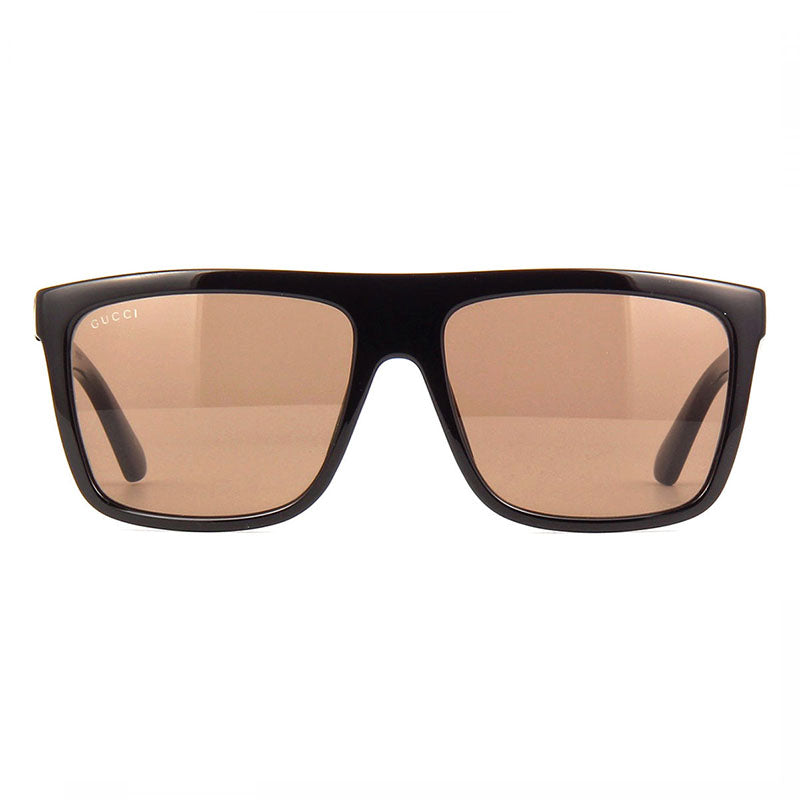 Gucci Sunglasses Square Full Rim, Black Frame and Brown Lens GG0748S002
