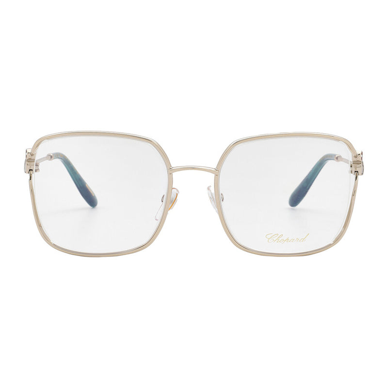 Chopard Eyeglasses Rectangle Full Rim, Shiny Light Gold Frame and Clear Demo Lenses Lens VCHG29S0594